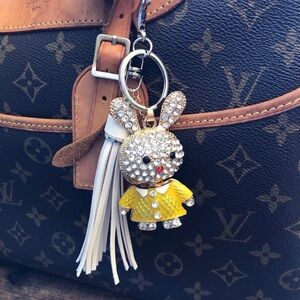 Bunny Rabbit Betsey Johnson Bag Charm/Keychain/Necklace, Sparkly Yellow Bunny